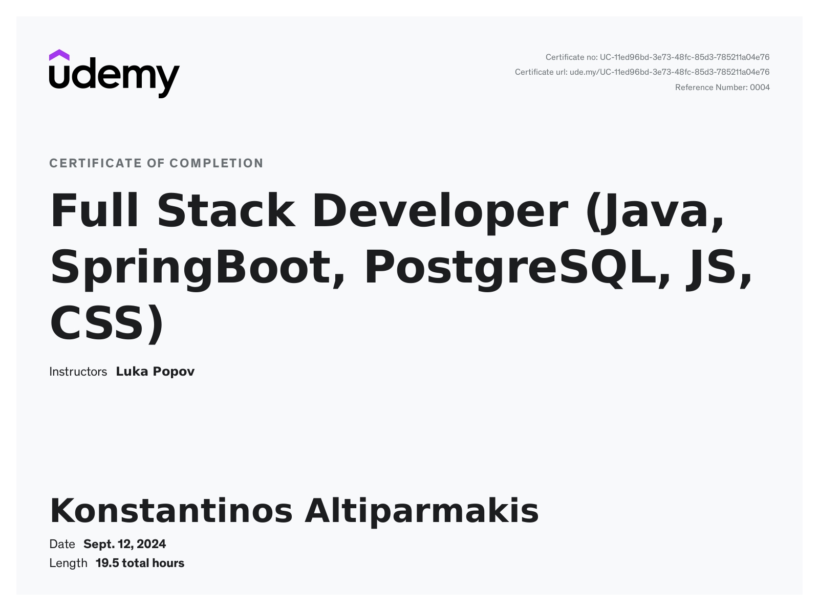 Full Stack Development course placeholder